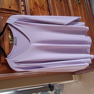 🌻 Long Sleeve Lilac Pastel Slinky  XL V-Neck Top